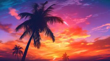 pink palm tree hand drawn photo