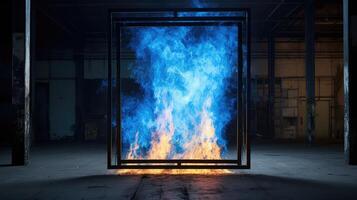 structure blue flame frame photo