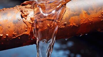 droplets water flowing pipe photo