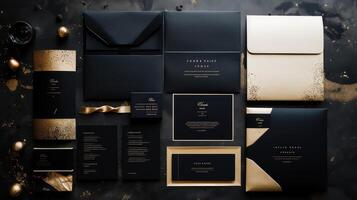 sophisticated black and gold invitations photo