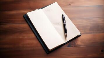open notepad on desk photo