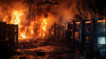 server computer fire photo