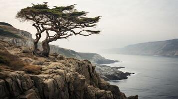 cliff single trees photo
