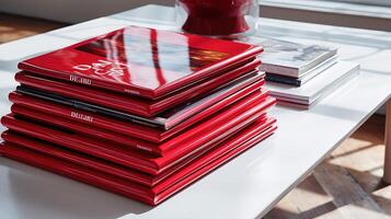 stack red magazine photo