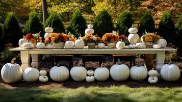 rustic white pumpkin table photo