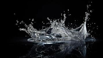 droplets water splash on black background photo