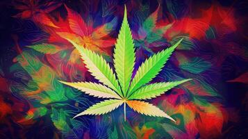 psychedelic marijuana leaf graphic photo