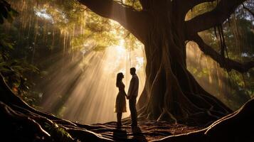 connection hugging tree photo