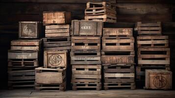 stack wooden crates photo