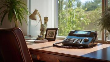 retro computer desk phone photo