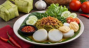 Delicious Lontong Sayur A Culinary Delight of Indonesian Cuisine, Featuring Ketupat, Vegetables, and Aromatic Spices photo