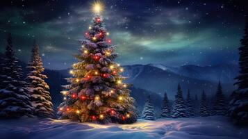 twinkle christmas tree with lights photo