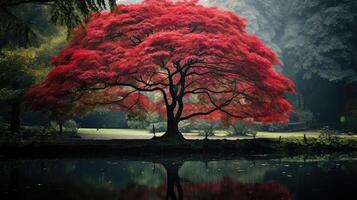 leaves red tree photo