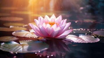 bloom pink water lily photo