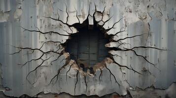 torn wall with hole photo