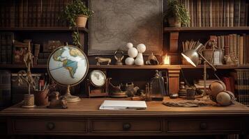 globe desk layout photo