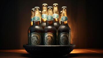chilled bucket of beer bottles photo