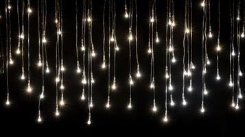depth white string lights on black background photo