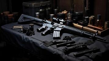 combat guns on table photo