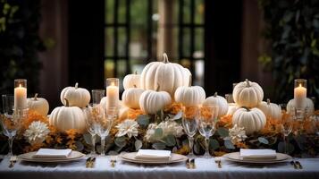 elegant white pumpkin table photo