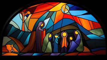 interpretation nativity stained glass photo