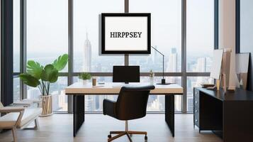modern office with frame photo