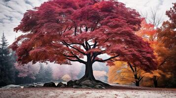 evergreen colorful trees photo