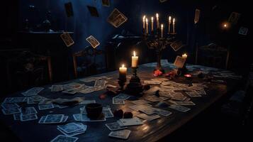 tarot dark table surface photo