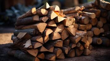 stack chopping block wood photo