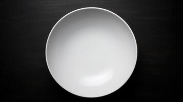 round empty white bowl top view photo