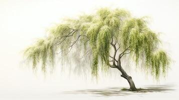 willow tree on white photo
