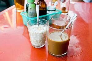 coffee and soft-boiled egg. photo