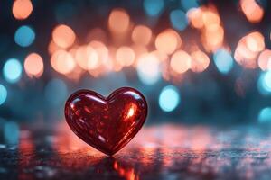 Shimmering Red Heart with Bokeh Lights photo