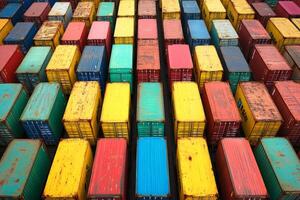 Aerial View of Colorful Shipping Containers at Port photo