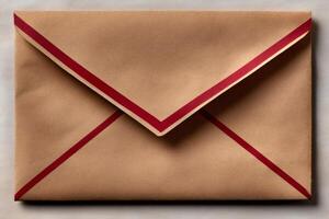 Elegant brown envelope with red trim design photo