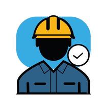 Construction worker icon, worker Illustration icon, logo design template and white vector