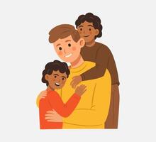 Father with Two Happy Children Illustration vector