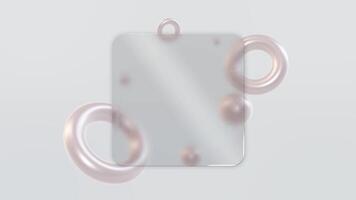 Minimalist Abstract Background An ethereal and sleek backdrop featuring a square surface surrounded by delicate, floating rose gold spheres and rings video