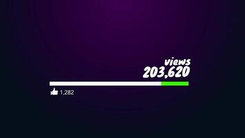Real time YouTube counter showing one million views and likes in 4K resolution video