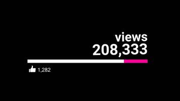 Social Media Views and Like Counting YouTube 1 Million Views Counter Alpha Channel. 4K Resolution video