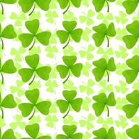 Seamless pattern of shamrocks of different sizes on white background for St. Patrick's Day vector