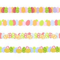 Set of pastel Easter eggs in a seamless border vector