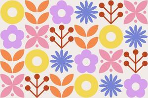 Modern abstract geometric flower pattern retro design vector
