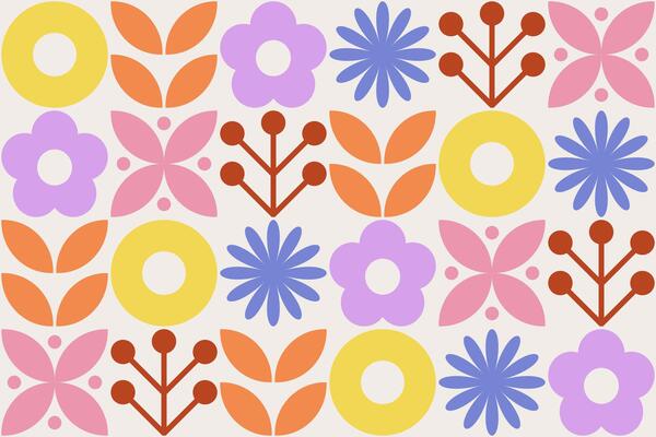 Modern abstract geometric flower pattern retro design