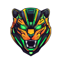 a tiger head with glowing eyes on a transparent background png