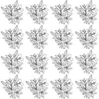 Lush bouquet of lilies with flowers and buds. Doodle style. Seamless pattern. vector