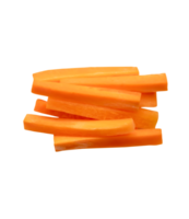 A small stack of orange carrot slice or piece in stick shape isolated with clipping path in file format png