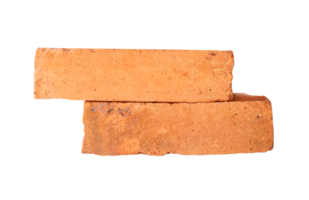 A horizon stack of two old red or orange bricks isolated with clipping path in file format png