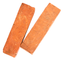Two old red or orange bricks in stack isolated with clipping path in file format png
