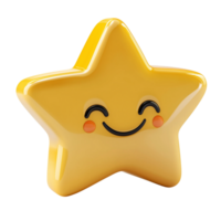3D Cartoon Star with a Sparkling Bright Glow and Twinkle Isolated on transparent Background png